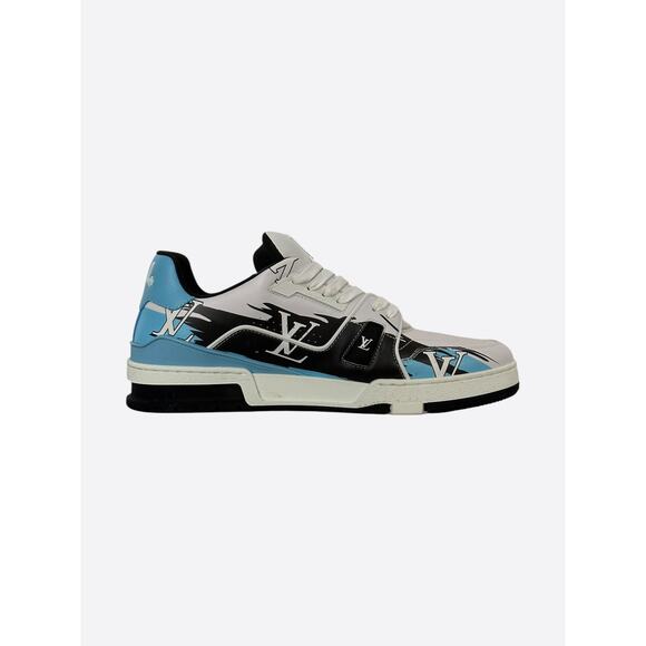 Louis Vuitton Black & Blue Logo Trainers - Picture 5 of 8
